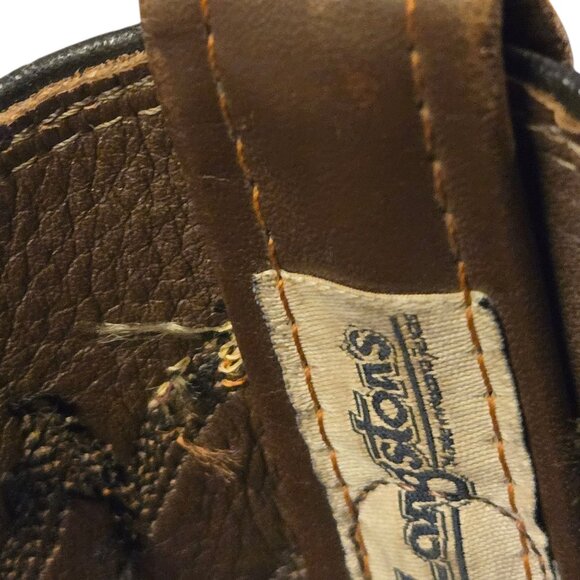 Langstons Cowboy Boots Mens 9 D Two Tone Brown Leather Country Western Wear VTG - Picture 15 of 16